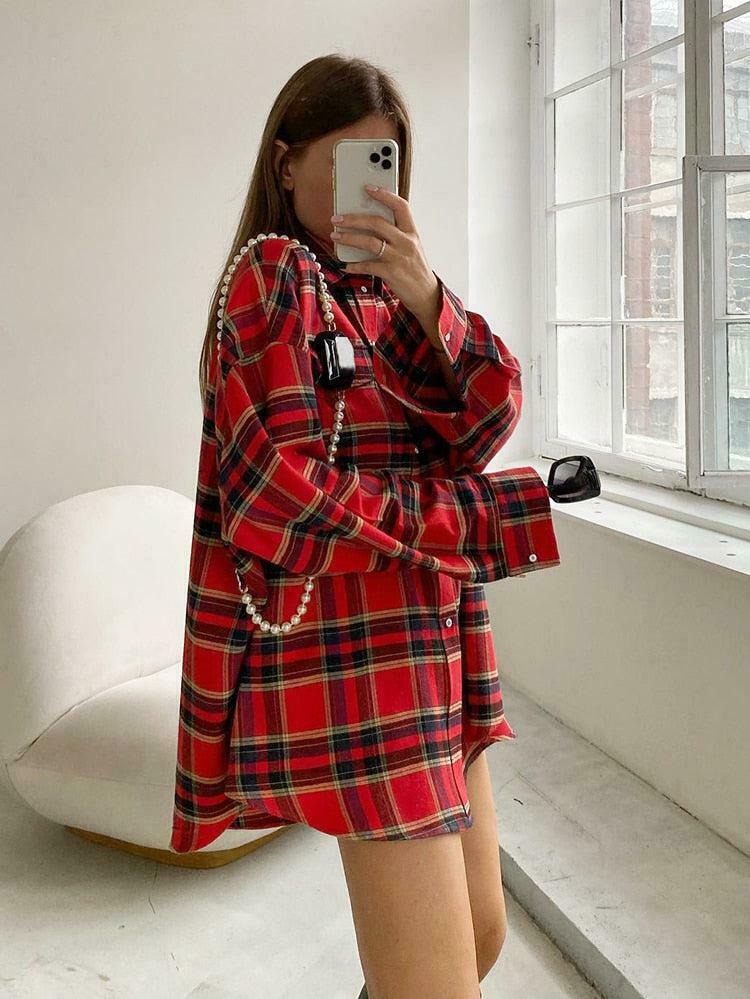 Trendy Oversized Plaid Shirt - Y2K Aesthetic Flannel for Stylish Layering and Comfort