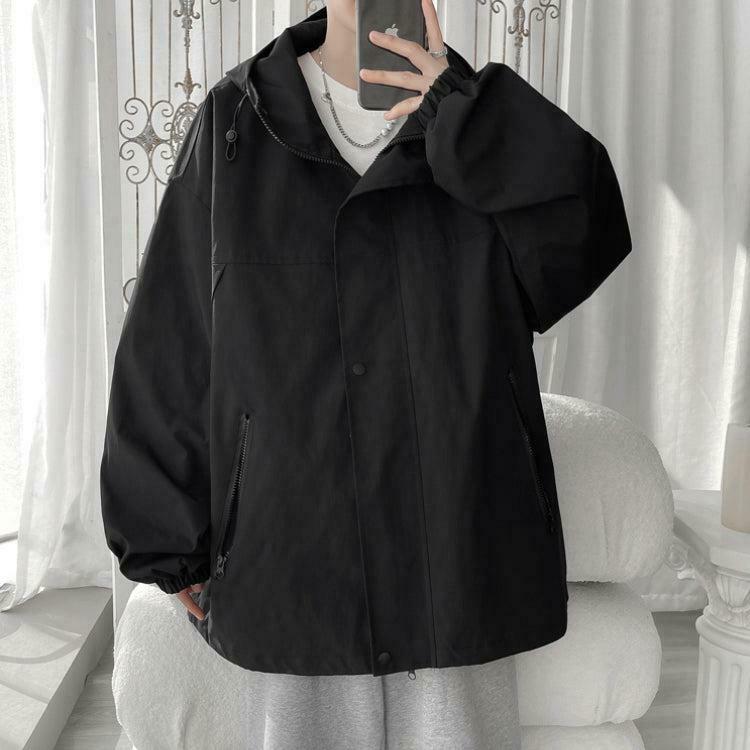 Trendy Oversized Y2K Windbreaker Hooded Jacket in Color Block Design for Stylish Looks