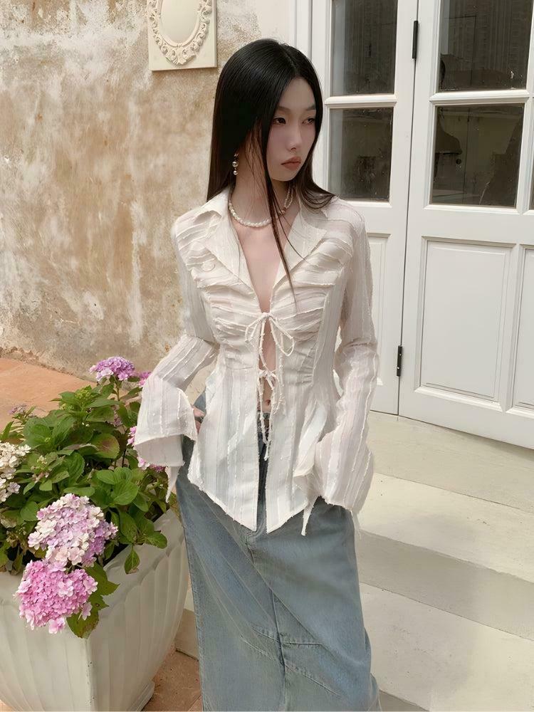 Trendy Sheer Shirt with Y2K Aesthetic - Perfect for Layering and Stylish Outfits