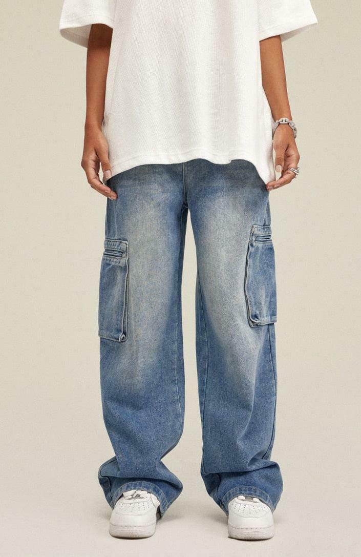 Trendy Washed Baggy Cargo Jeans for Y2K Style Enthusiasts - Comfortable & Versatile Fit