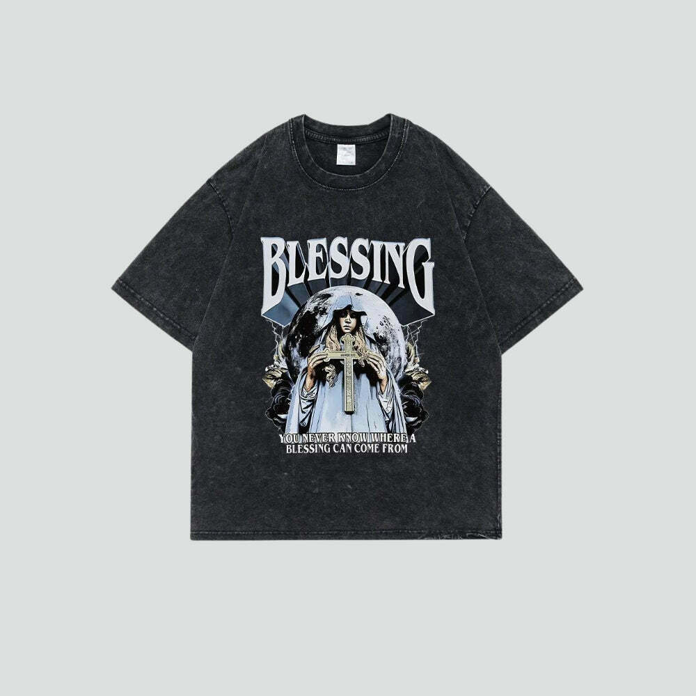 Trendy Y2K Blessing Tee with Graphic Design - Stylish Mexico Baby Tee for Fashion Lovers