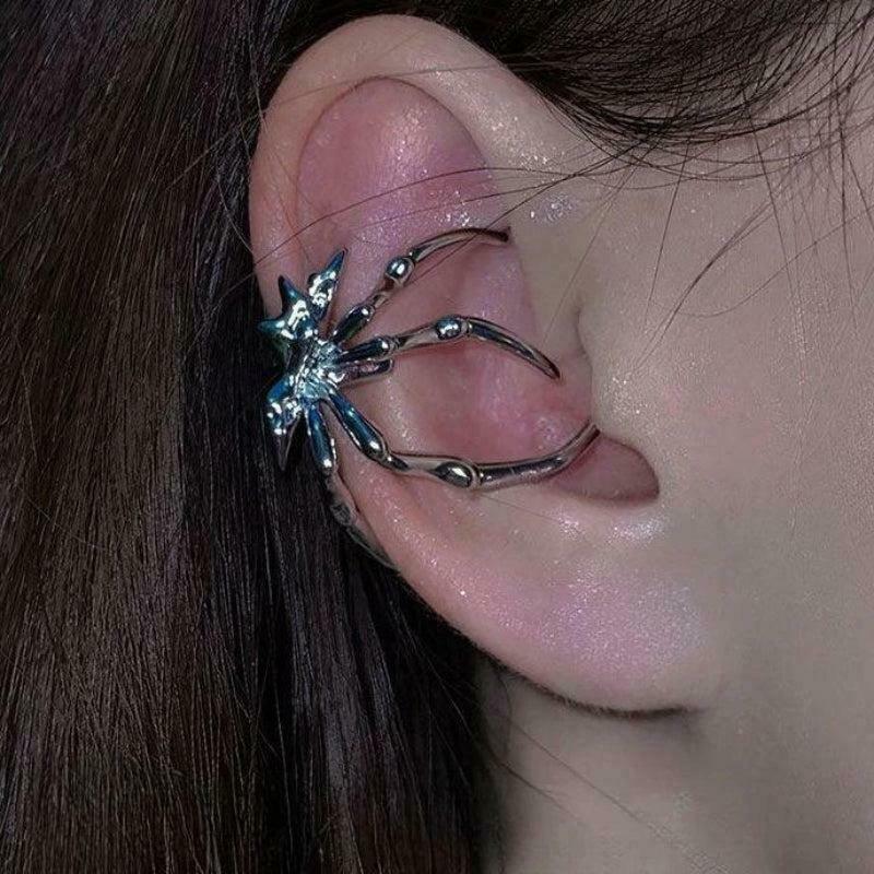 Trendy Y2K Goth Spider Earcuff - Unique Green & Black Designs for Bold Fashion Statements