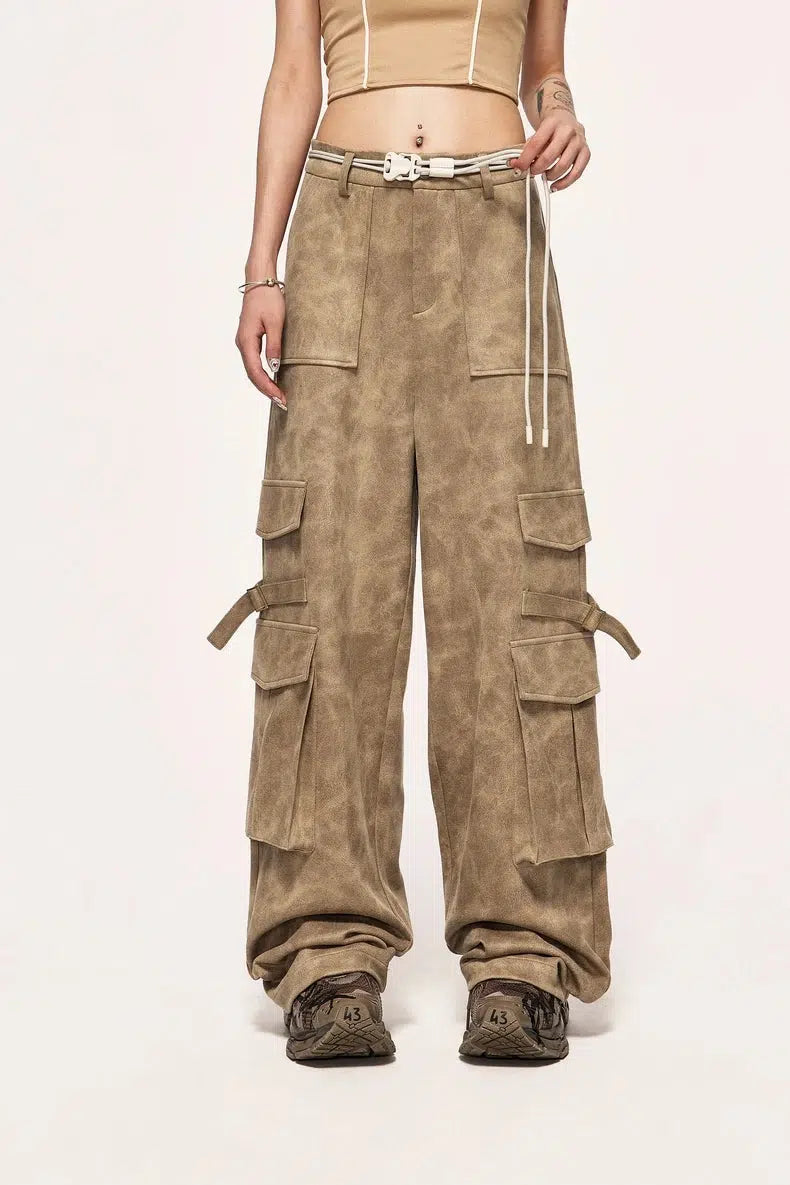 Trendy Y2K Grey Cargo Pants with Rivet Details - Stylish and Versatile Streetwear Fashion