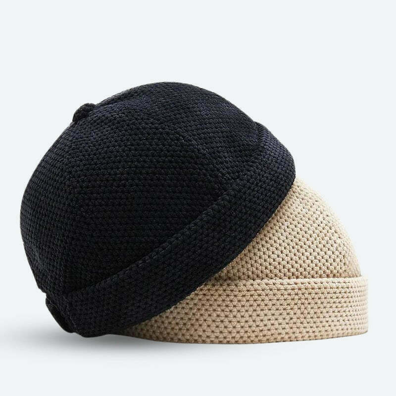 Trendy Y2K Knitted Skull Cap - Cozy Vintage Style for Effortless Fashion Statements