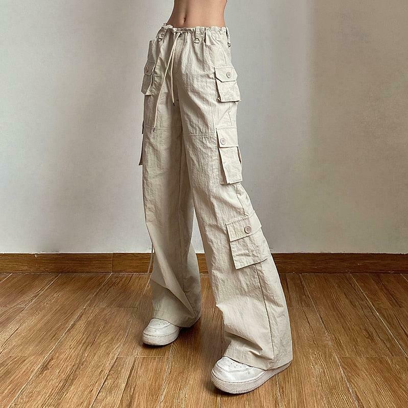 Trendy Y2K Low Rise Cargo Pants in Grey - Stylish and Comfortable for Everyday Wear