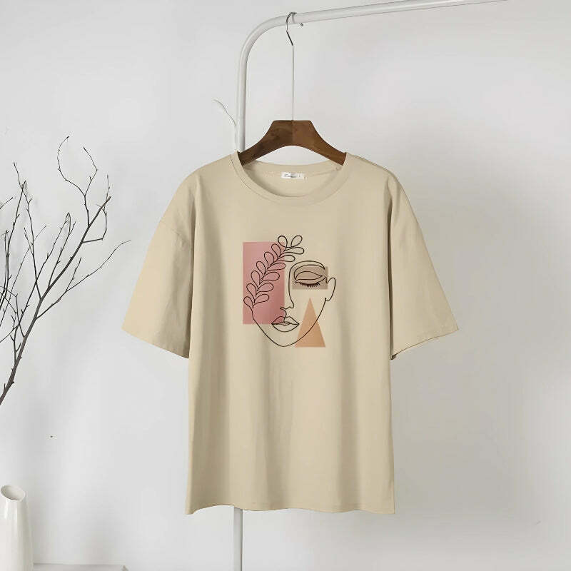 Trendy Y2K Minimal Face Tee - Stylish Mexico Baby Tee for Effortless Fashion Vibes