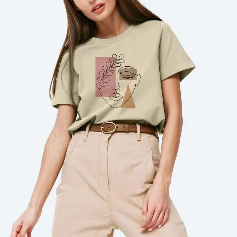 Trendy Y2K Minimal Face Tee - Stylish Mexico Baby Tee for Effortless Fashion Vibes