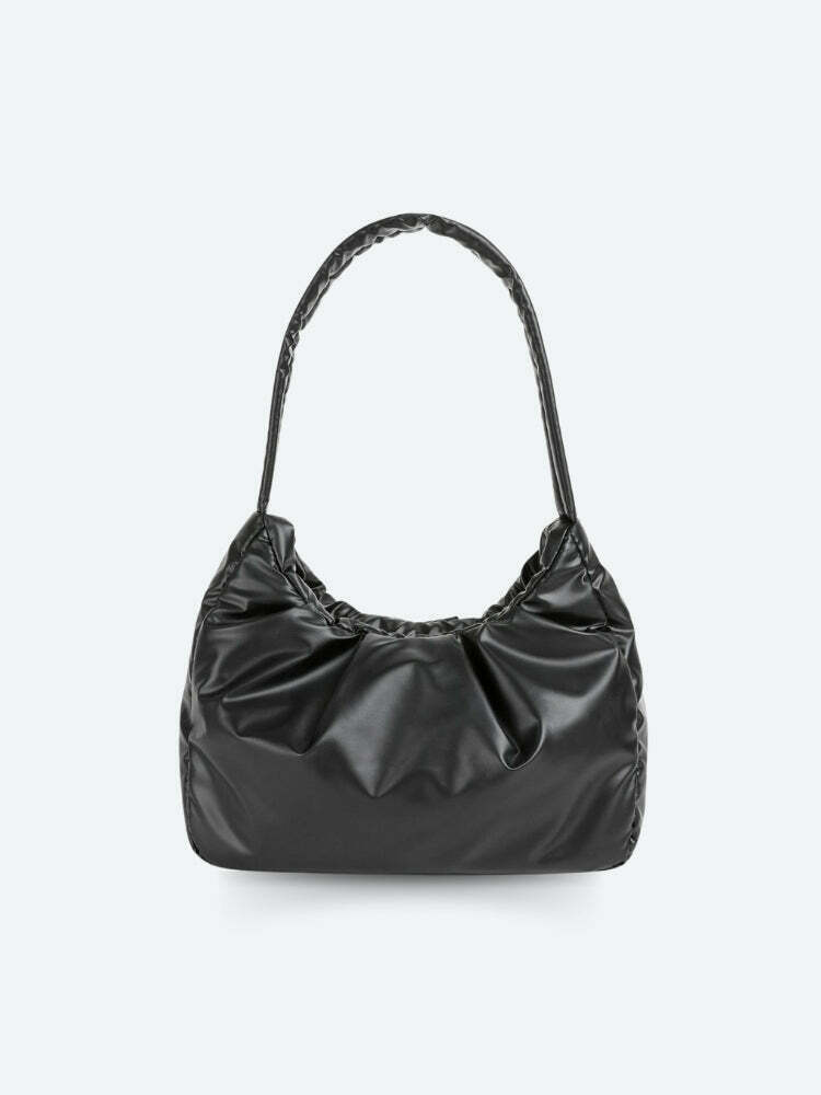 Trendy Y2K Ruched Shoulder Bag - Aesthetic Heart Tote for Stylish Outfits and Everyday Use