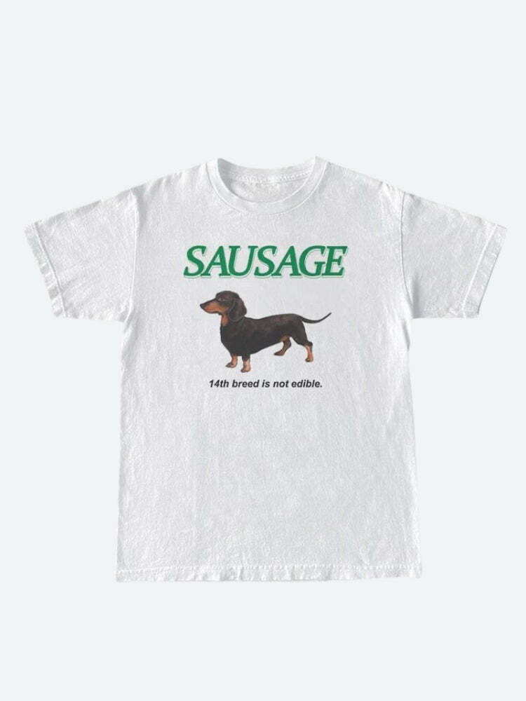 Trendy Y2K Sausage Dog Graphic Tee - Stylish Mexico Baby Tee for Fashion-Forward Teens