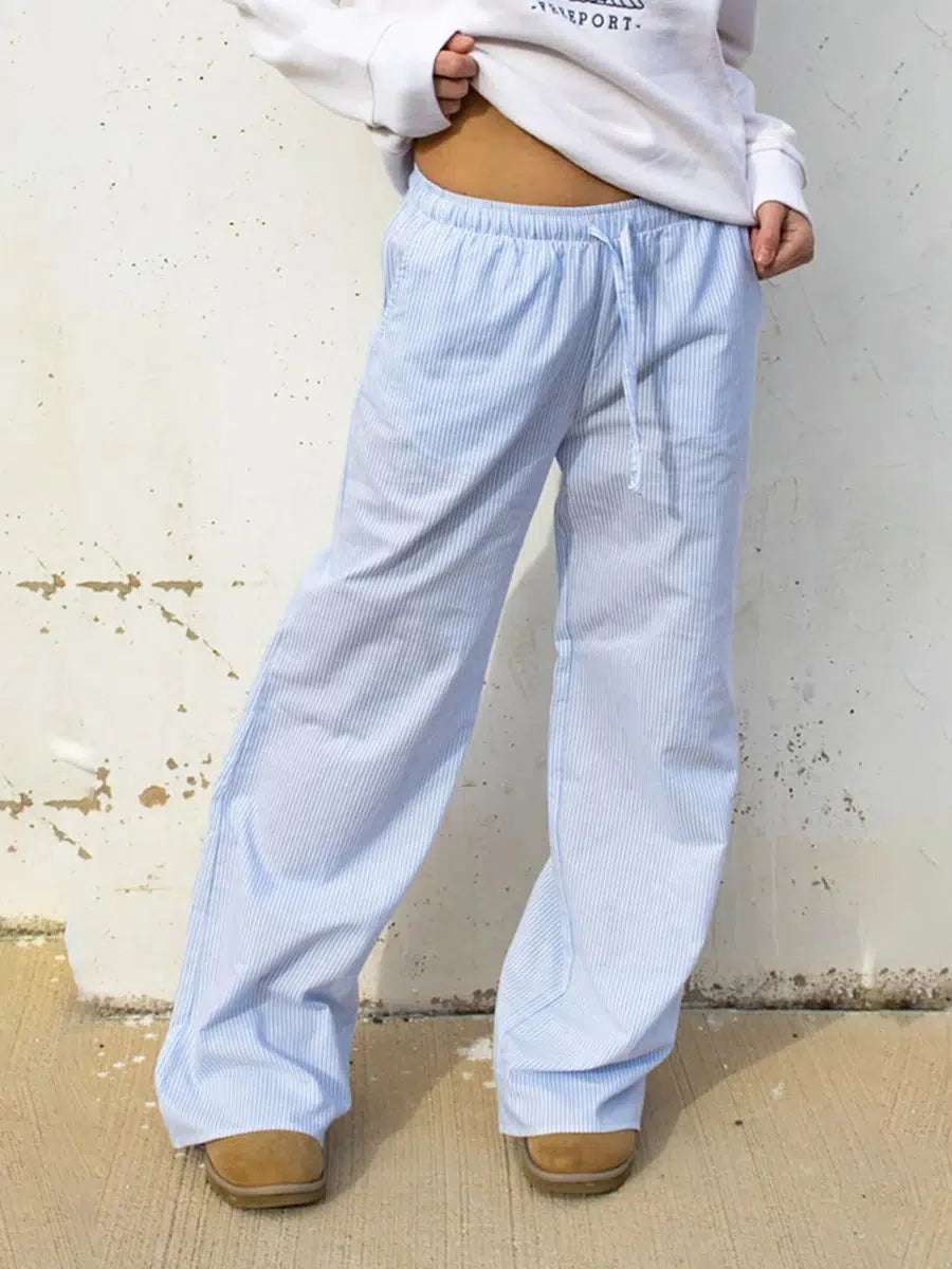 Trendy Y2K Soft Girl Drawstring Striped Pants - Stylish Orange Cargo & Grey Sweatpants