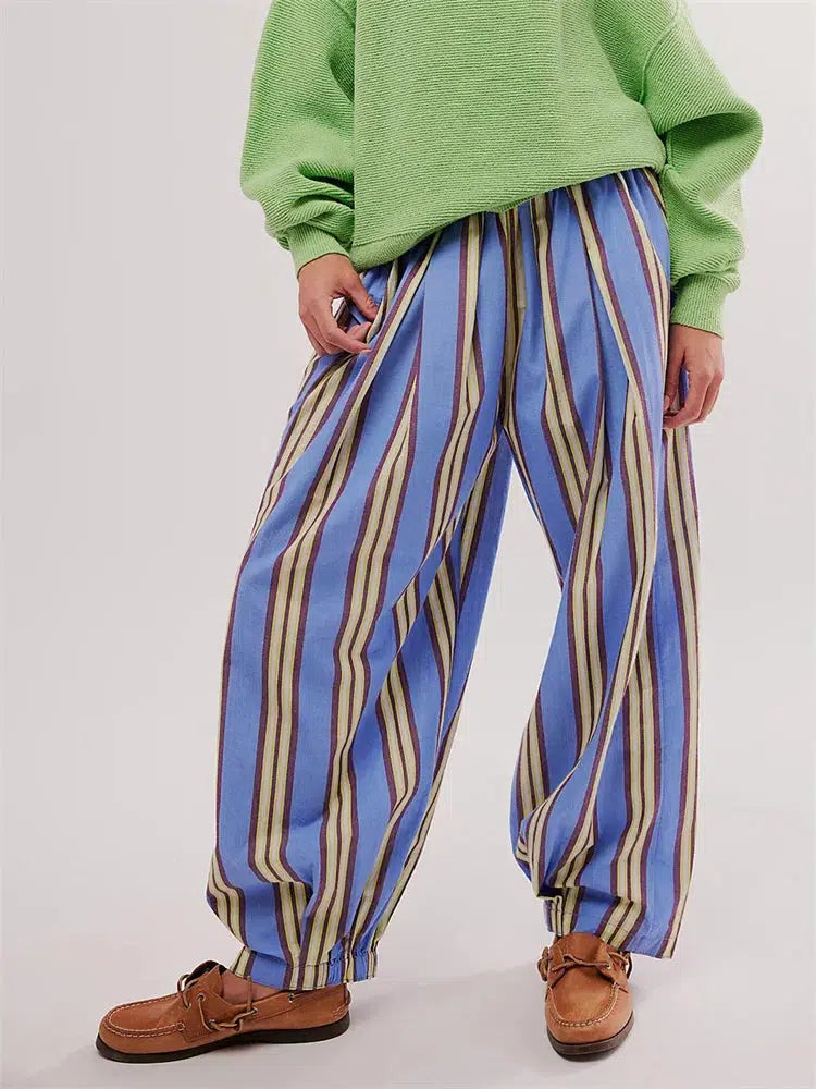 Trendy Y2K Striped Sweatpants in Grey with Bow Detail - Stylish and Comfortable Fit