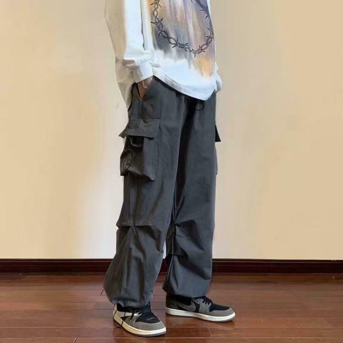 Trendy Y2K Style Drawstring Cargo Pants in Grey - Versatile and Comfortable Fashion Essential