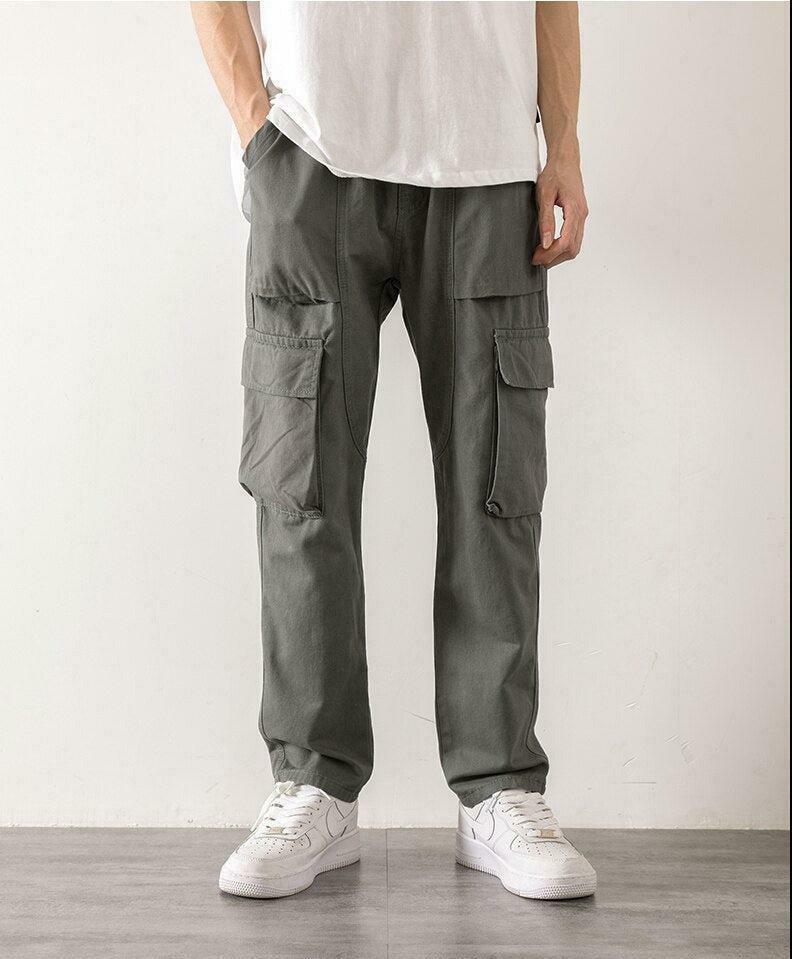 Trendy Y2K Style Straight Leg Cargo Pants in Grey - Versatile and Stylish for Every Occasion