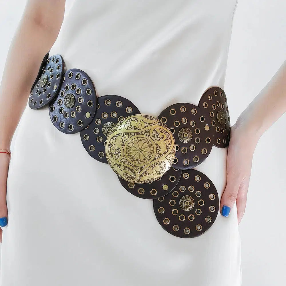 Vintage Ethnic Floral Buckle Belt - Bedazzled Y2K Fashion Statement Accessory