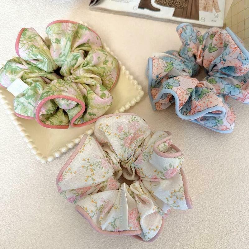 Vintage Floral Print Scrunchies - Y2K Fashion Accessories for Trendy Outfits