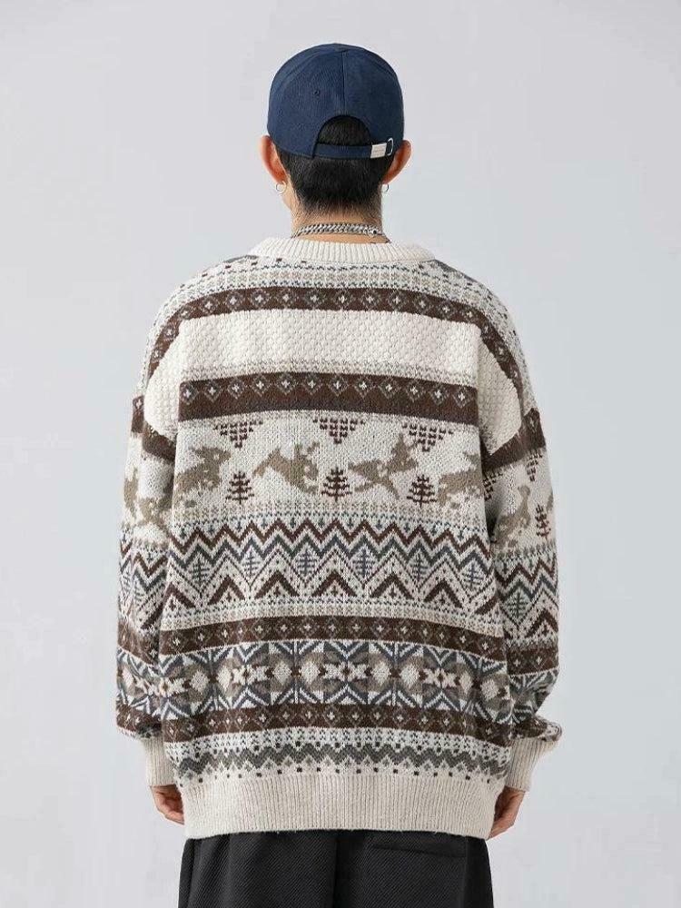 Vintage Rabbits Knitted Sweater - Aesthetic Y2K Fashion with Unique Embroidery Design