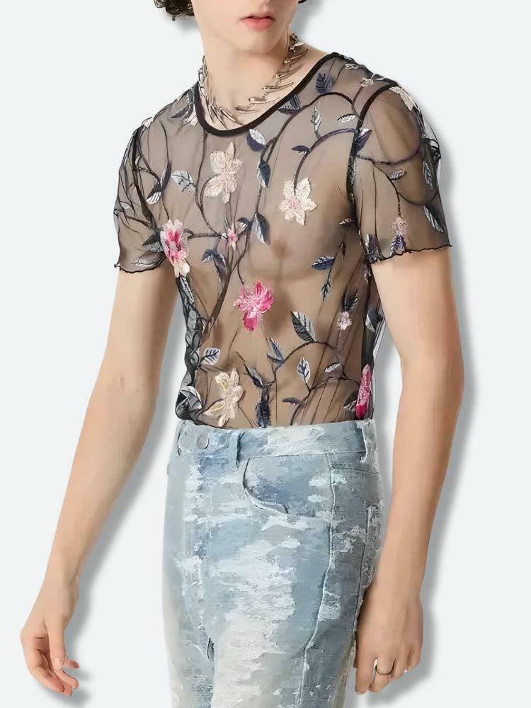 Vintage Sheer Floral Top with Bow Tie Detail - Y2K Crop Top for Trendy Outfits