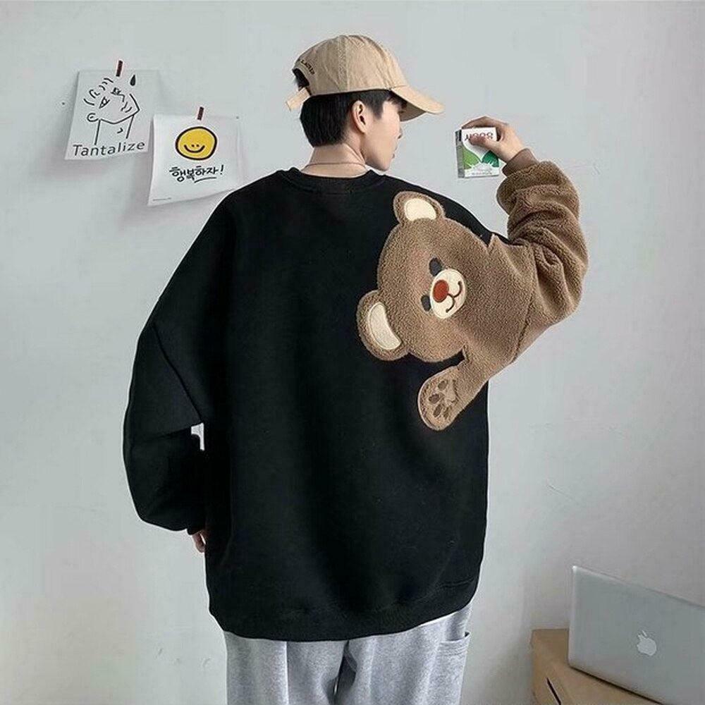 Weirdcore Bear Sleeve Sweatshirt - Vintage Graphic Aesthetic Sweatshirt for Y2K Style