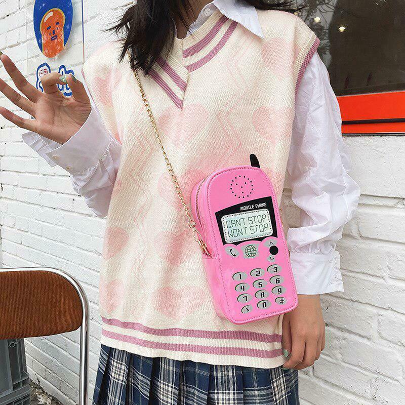 Weirdcore Retro Mobile Phone Shaped Handbag - Y2K Aesthetic Phone Handbag for Trendy Styles