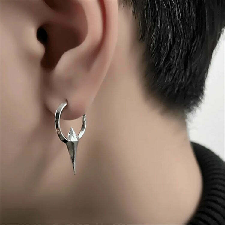 Y2K Grunge Stars Hoop Earrings - Trendy Cyberpunk Style with Heart Lollipop Charm