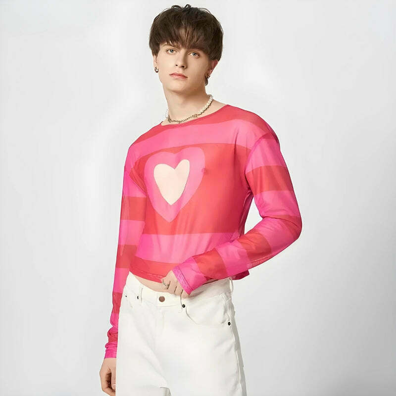 Y2K Heart Cut Out Crop Top - Trendy Heart Design, Soft Fabric, Perfect for Stylish Outfits